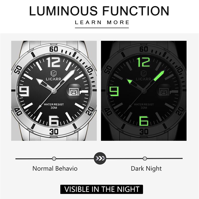 LICARR Original Brand Men Watch Waterproof Date