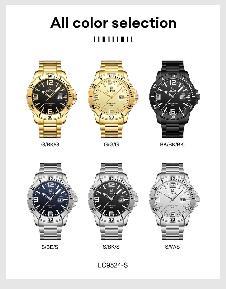 LICARR Original Brand Men Watch Waterproof Date