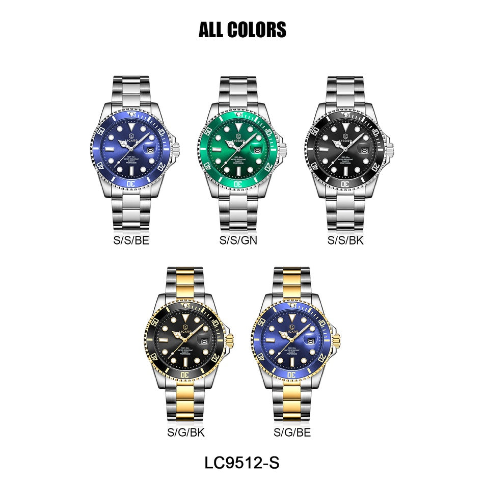 LICARR Original Waterproof Watches Mens Watch Fashion Luminous Calendar