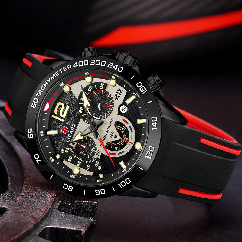 LICARR 9511 Men's Sports Watch - Quartz Movement, Chronograph, 24-Hour Display, Waterproof