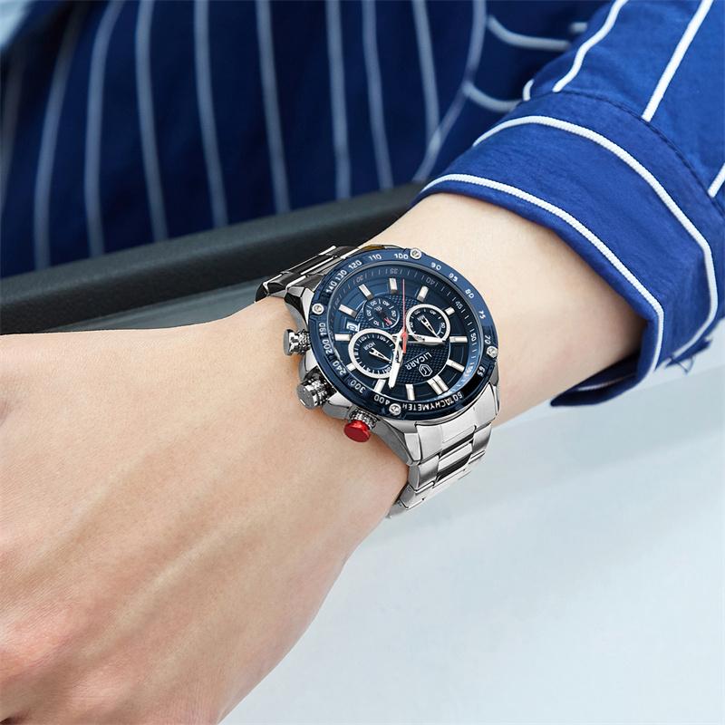 LICARR Original Brand Men's Watches Classic Quartz Waterproof Clock Male Casual Fashion Chronograph Luminous Date