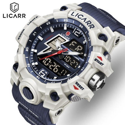 LICARR Brand Fashion Men's Watch Casual Analog-Digital Sports Waterproof Quartz Watches Stopwatch 9528