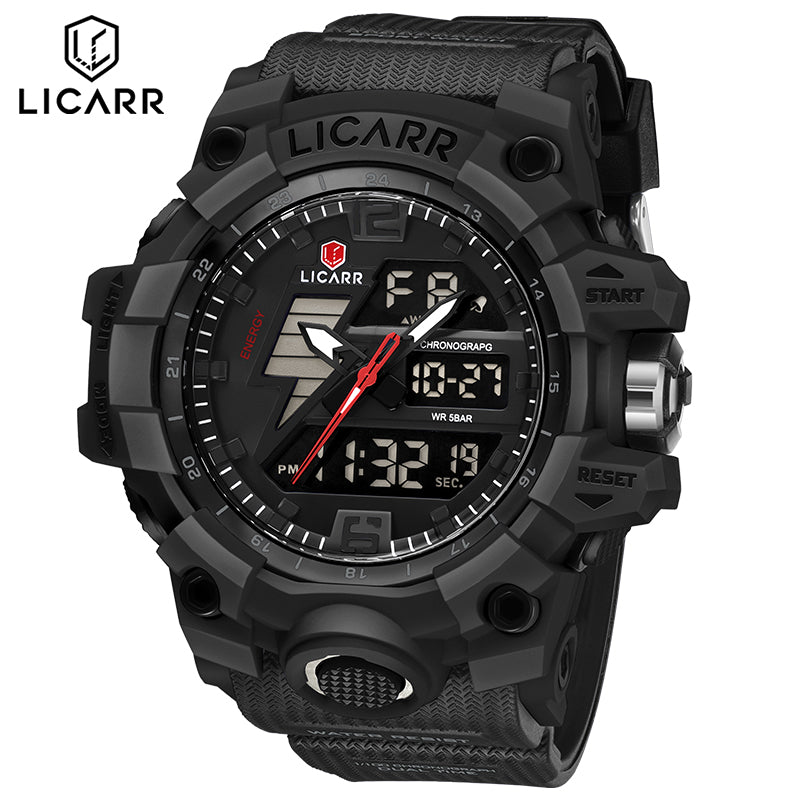 LICARR Brand Fashion Men's Watch Casual Analog-Digital Sports Waterproof Quartz Watches Stopwatch 9528