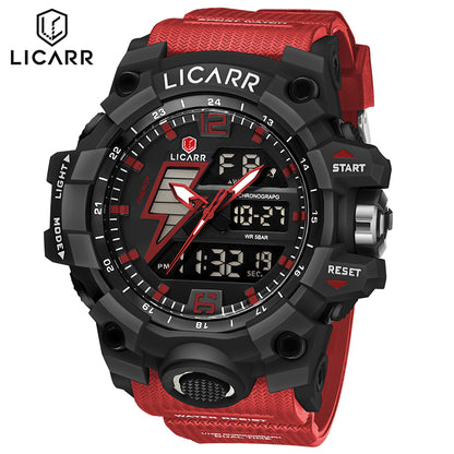 LICARR Brand Fashion Men's Watch Casual Analog-Digital Sports Waterproof Quartz Watches Stopwatch 9528