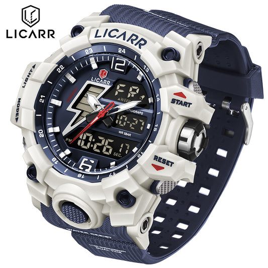 LICARR Brand Fashion Men's Watch Casual Analog-Digital Sports Waterproof Quartz Watches Stopwatch 9528