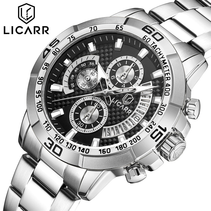 LICARR Brand Original Mens Watch Fashion Waterproof Luminous Calendar Chrono