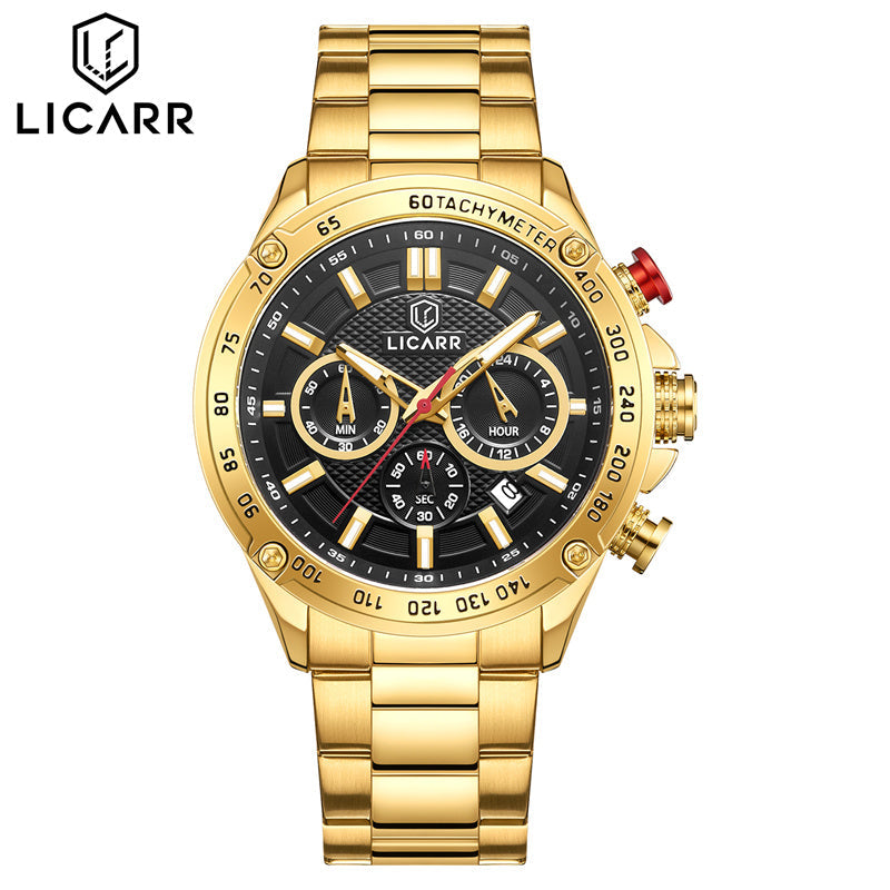 LICARR Original Brand Men's Watches Classic Quartz Waterproof Clock Male Casual Fashion Chronograph Luminous Date